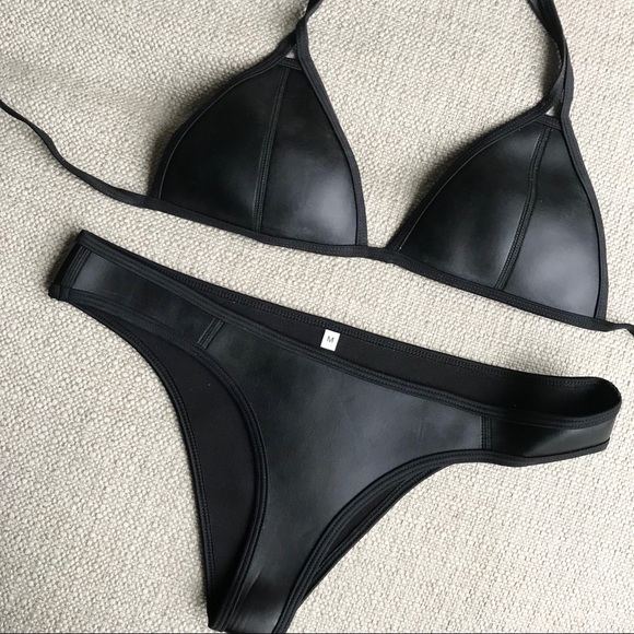 black neoprene bikini